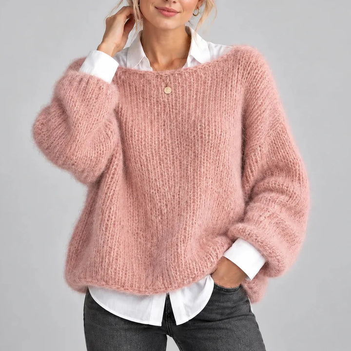 Women's Chunky Knit Jumper with Balloon Sleeves