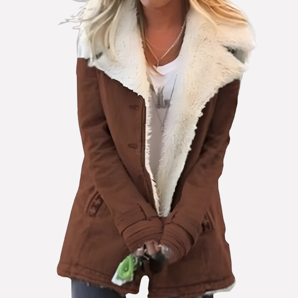 Veste pour femme doublée en sherpa avec col montant