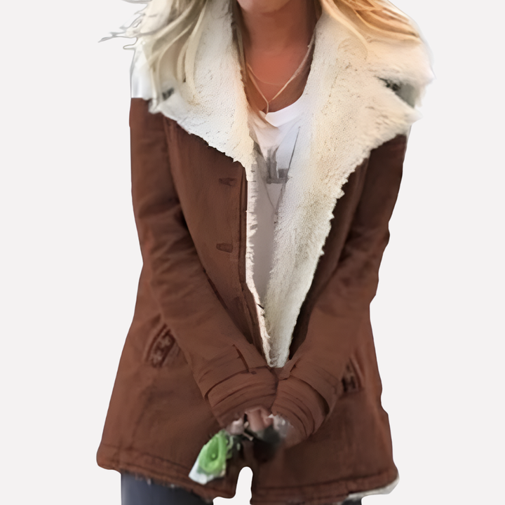 Veste pour femme doublée en sherpa avec col montant