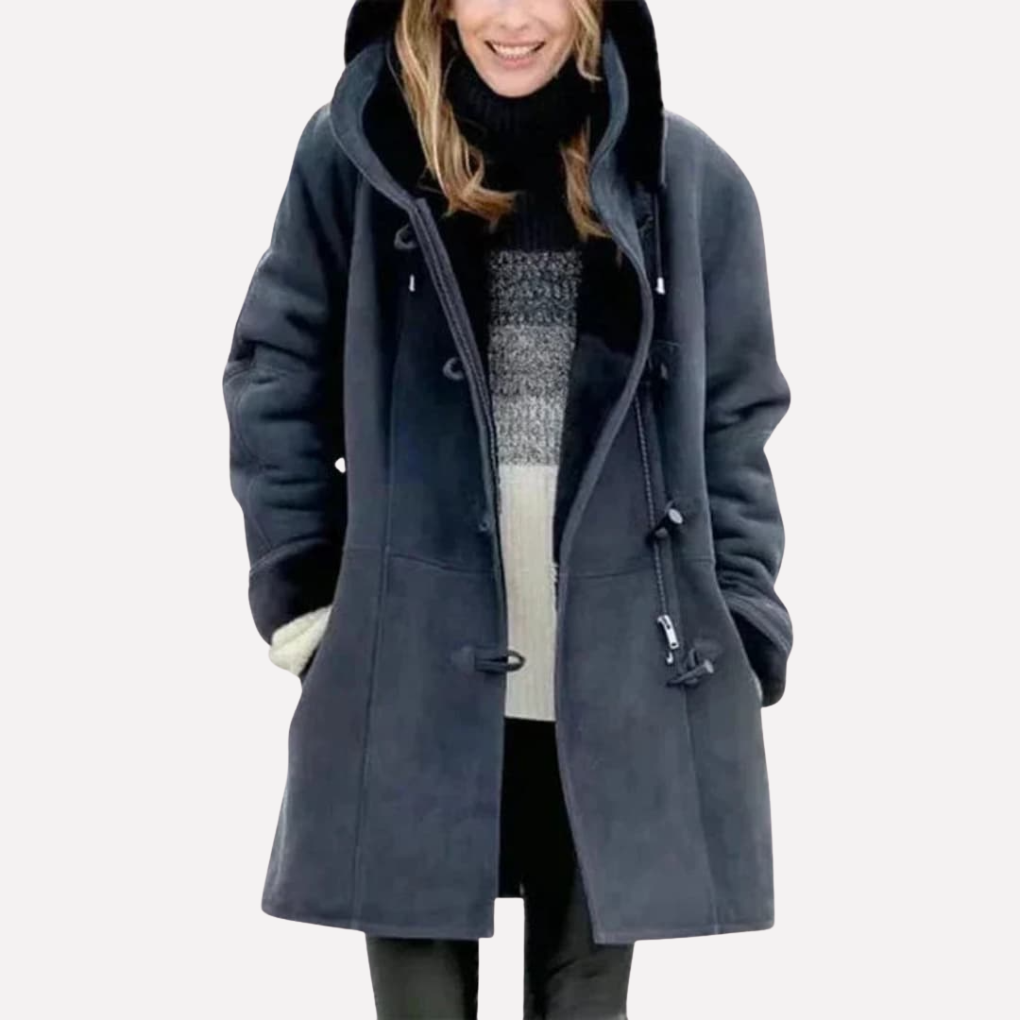 Veste à capuche pour femme doublée en polaire avec fermeture à brandebourgs