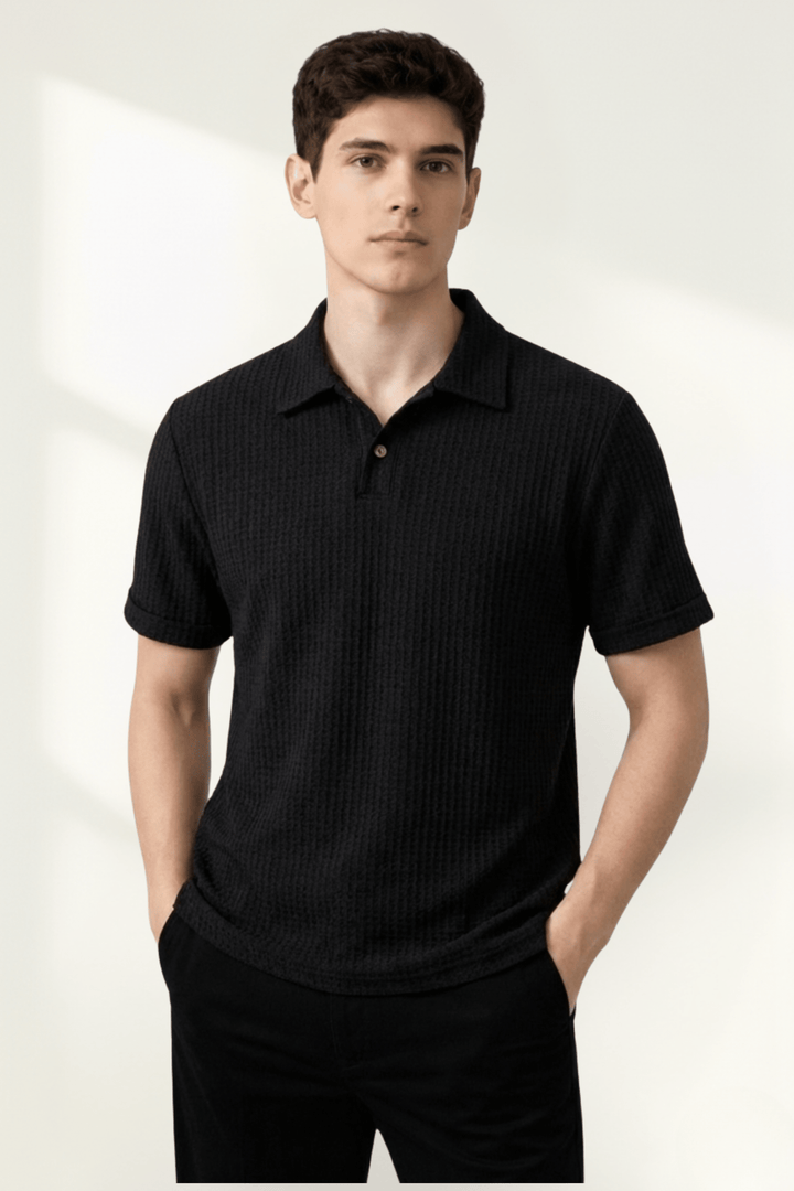 Textured Knit Polo Shirt