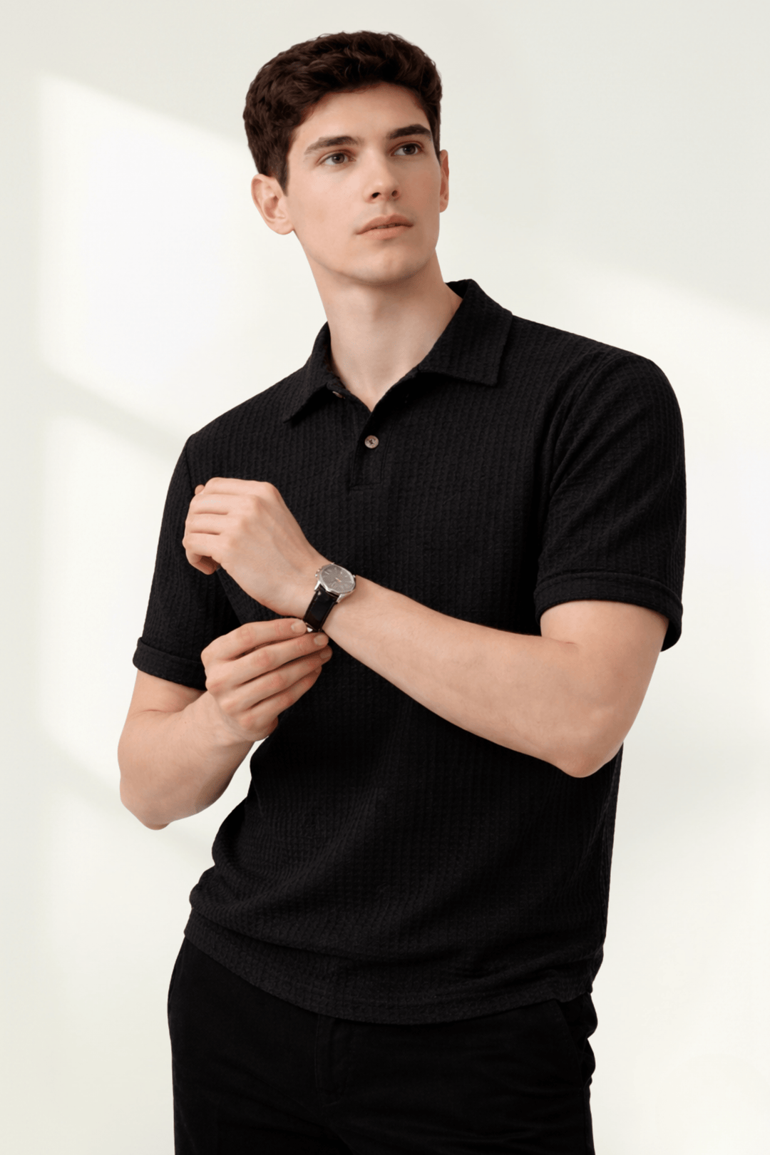 Textured Knit Polo Shirt