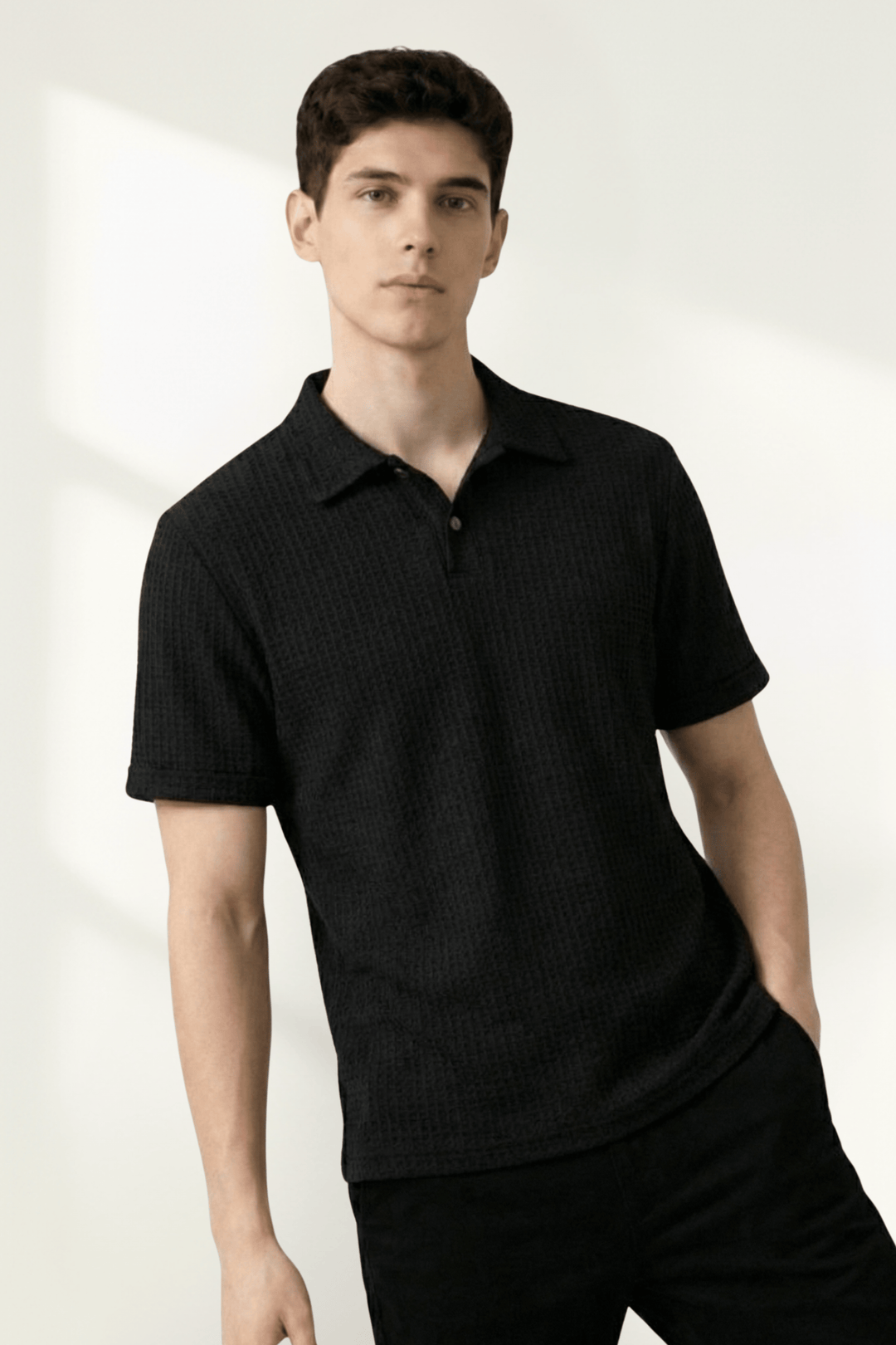 Textured Knit Polo Shirt