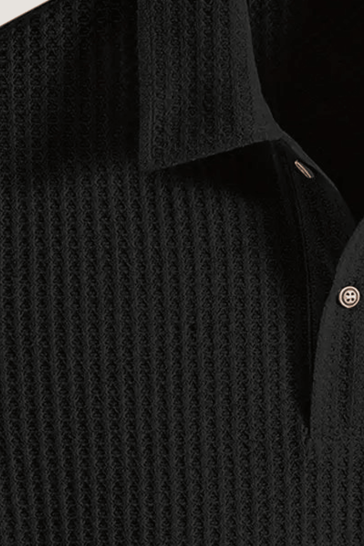 Textured Knit Polo Shirt