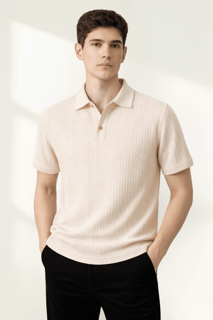 Textured Knit Polo Shirt