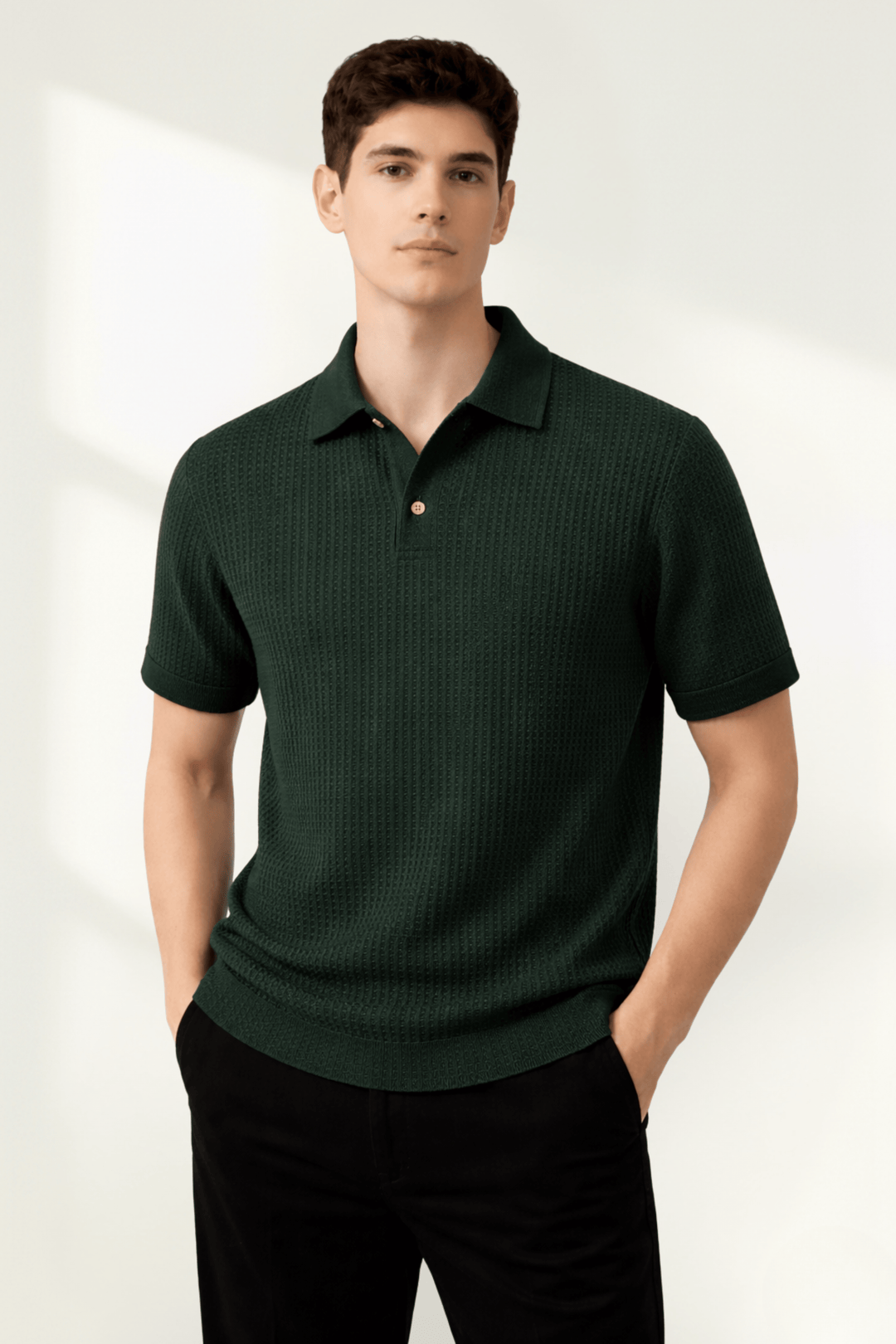 Textured Knit Polo Shirt