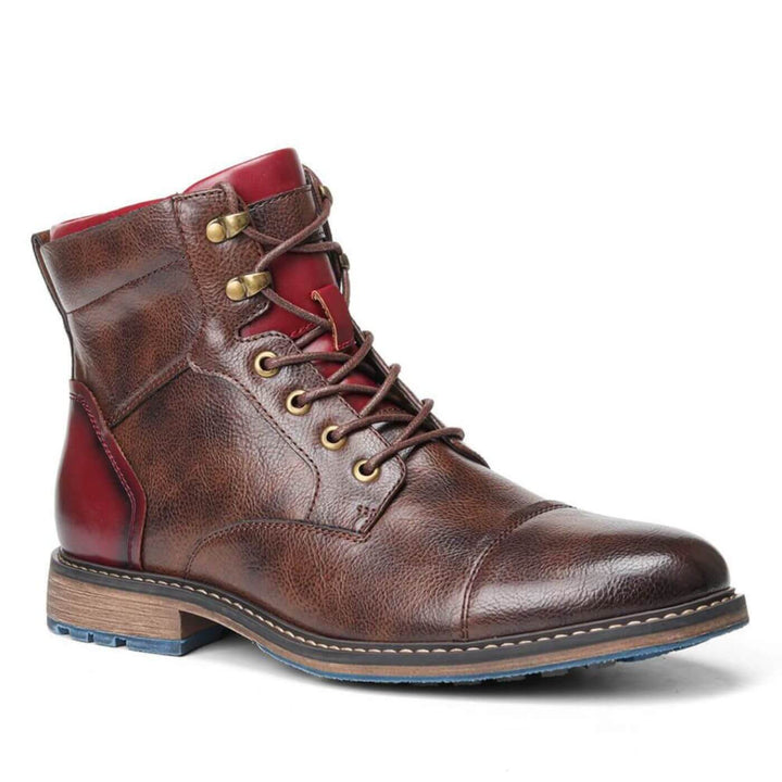 Men's Leather Lace-Up Oxford Boots with Cushioned Sole