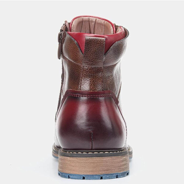 Men's Leather Lace-Up Oxford Boots with Cushioned Sole