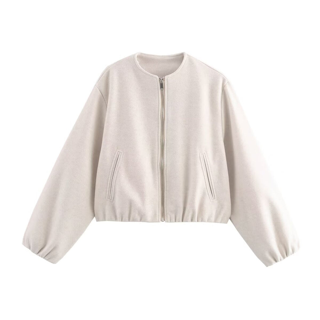 Blouson aviateur court pour femme avec ourlet élastiqué