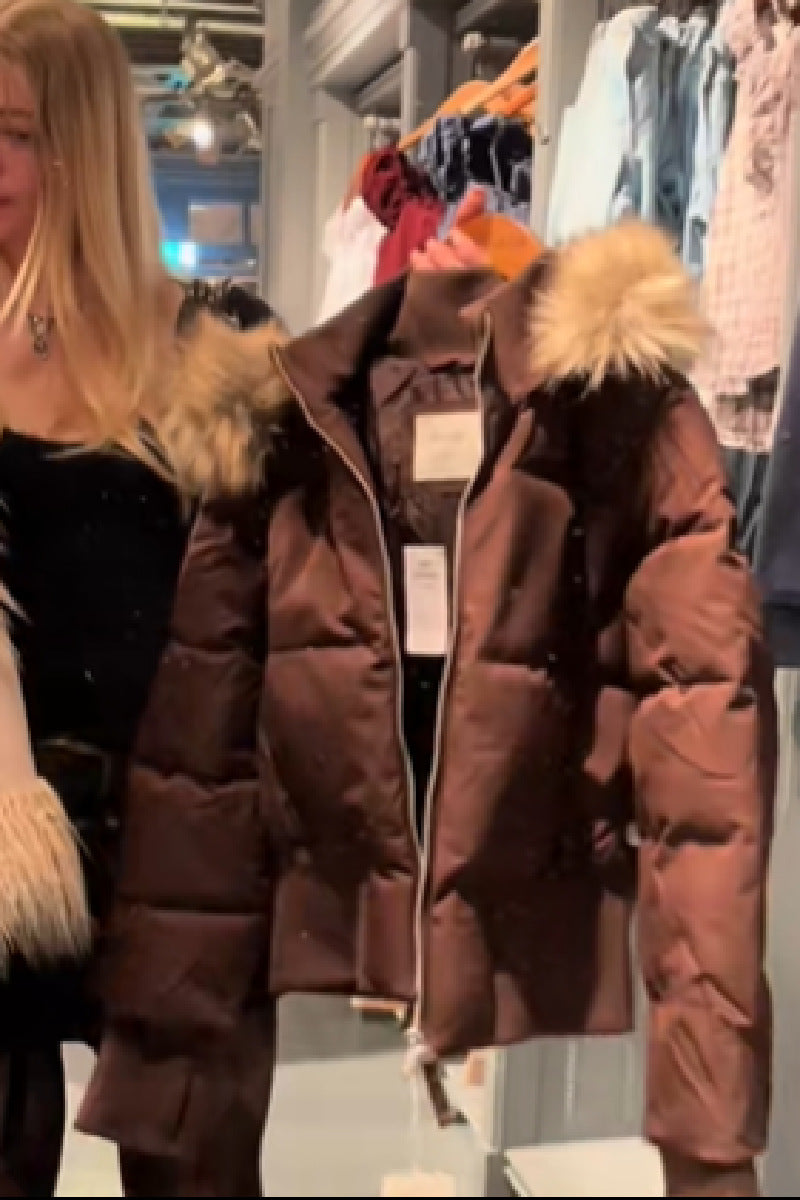 Doudoune courte matelassée pour femme avec capuche amovible