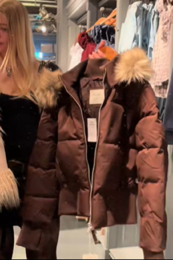 Doudoune courte matelassée pour femme avec capuche amovible