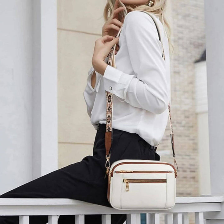 Sac bandoulière en cuir pour femme avec bandoulière brodée
