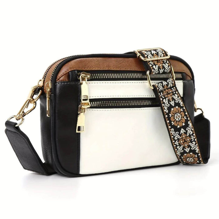 Sac bandoulière en cuir pour femme avec bandoulière brodée