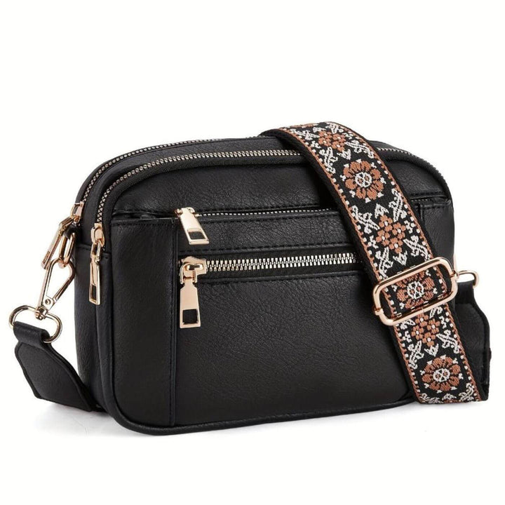 Sac bandoulière en cuir pour femme avec bandoulière brodée