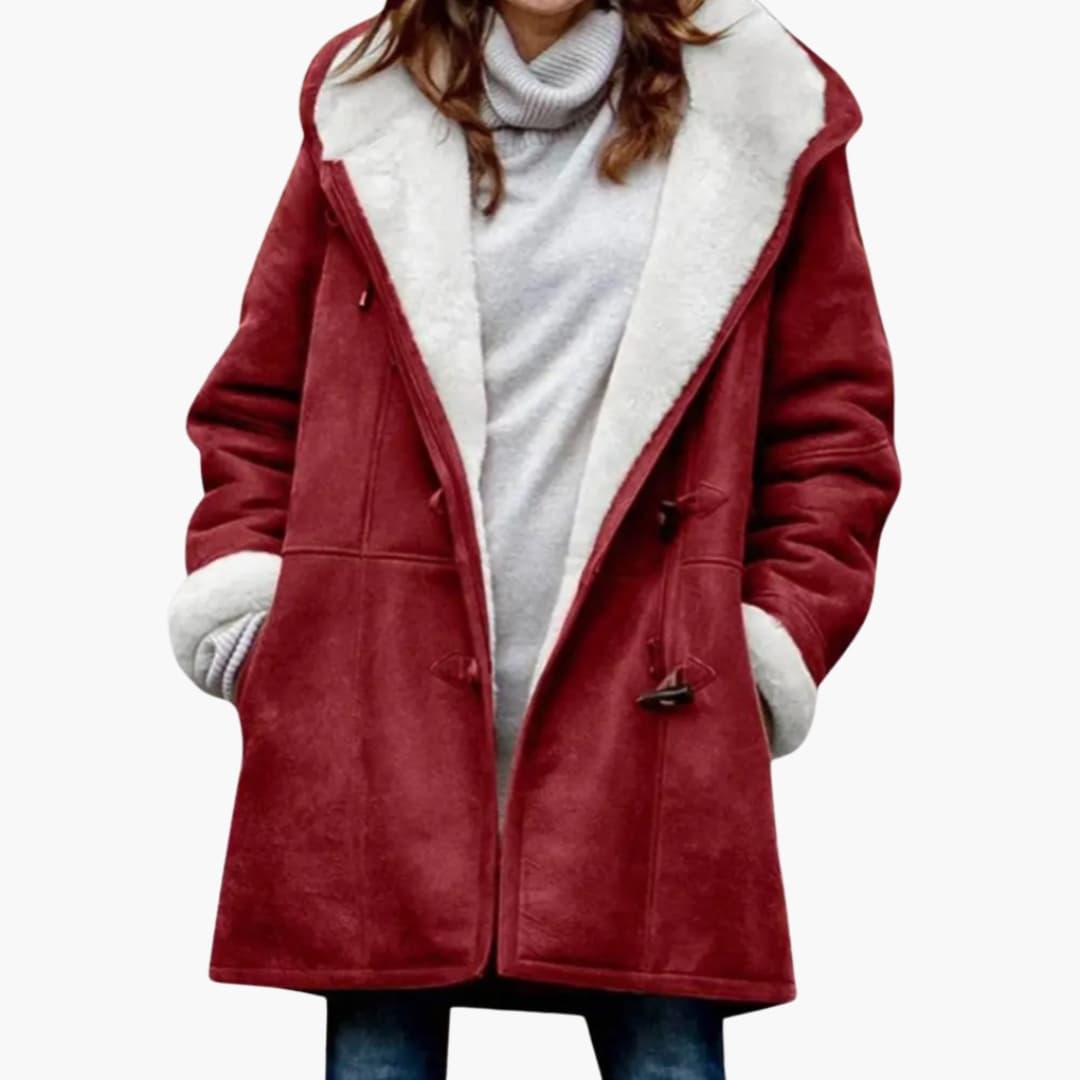 Women's Sherpa Lined Toggle Coat with Hood