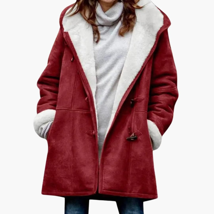 Women's Sherpa Lined Toggle Coat with Hood