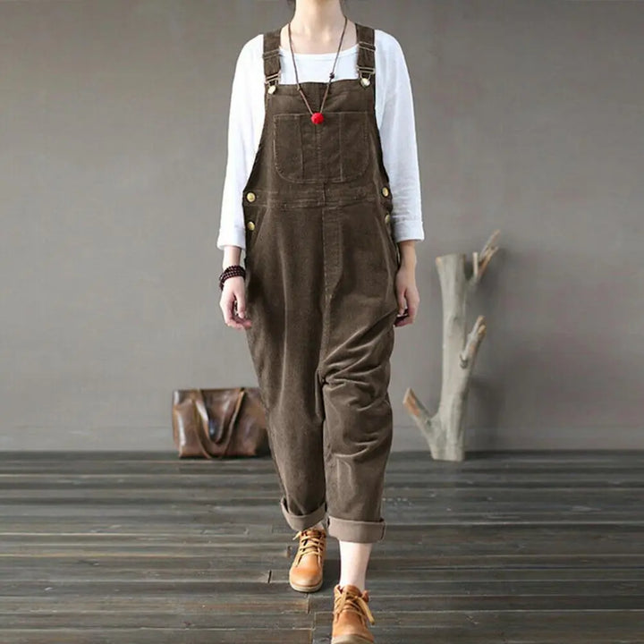 Women's Corduroy Bib Front Dungarees with Front Pocket