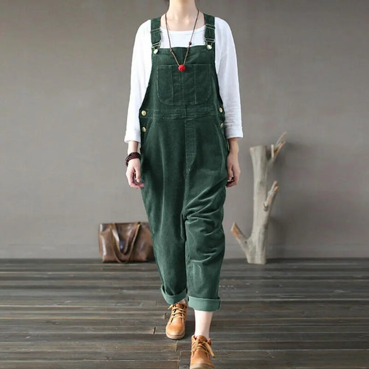 Women's Corduroy Bib Front Dungarees with Front Pocket