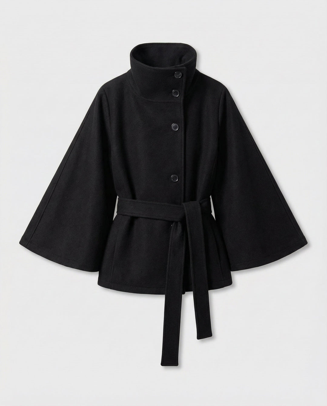 Women's Belted Funnel Neck Cape Jacket