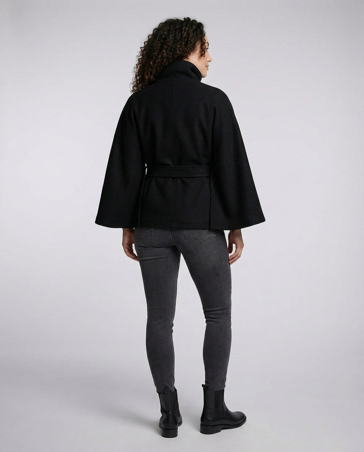 Women's Belted Funnel Neck Cape Jacket