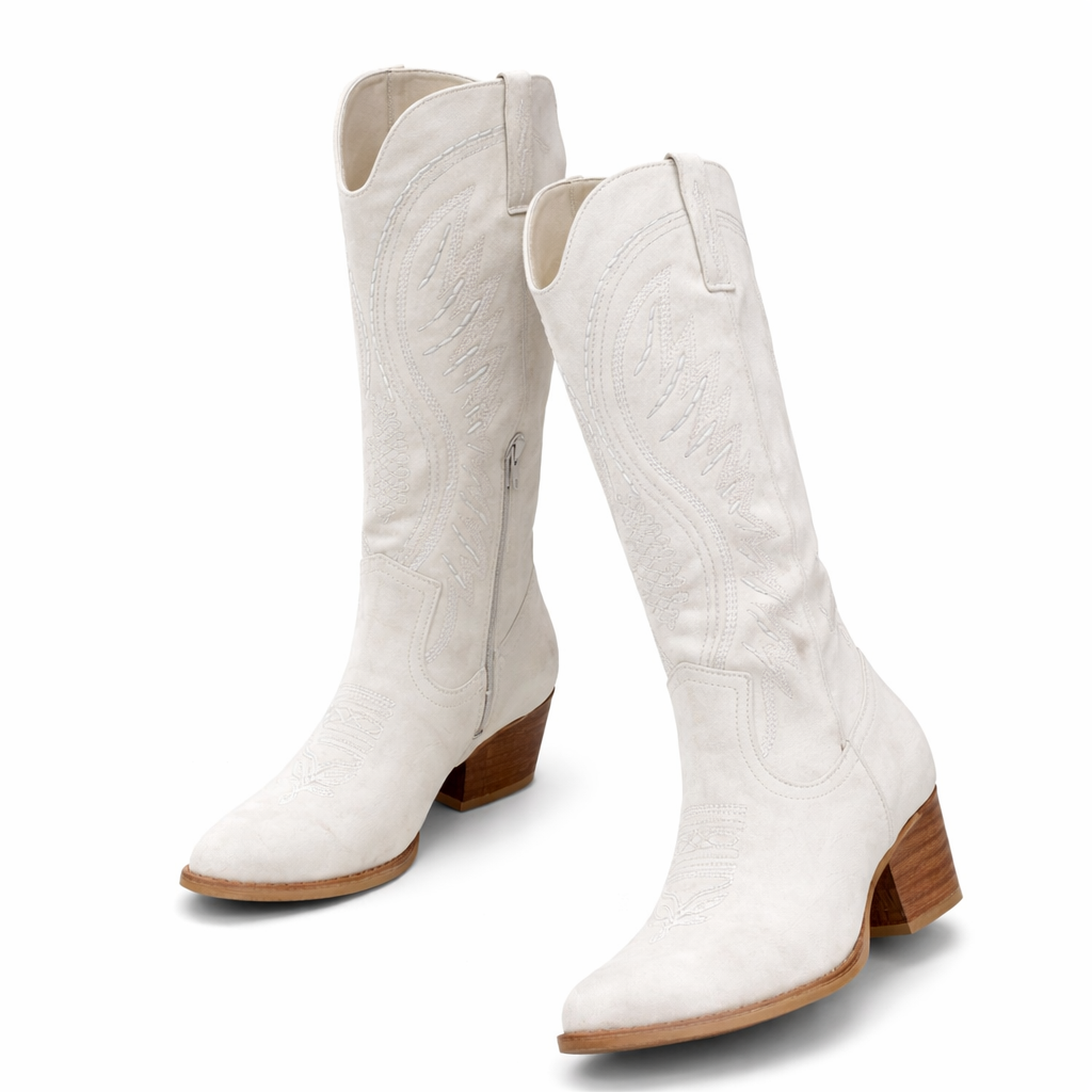 Women's Suede Embroidered Western Boots