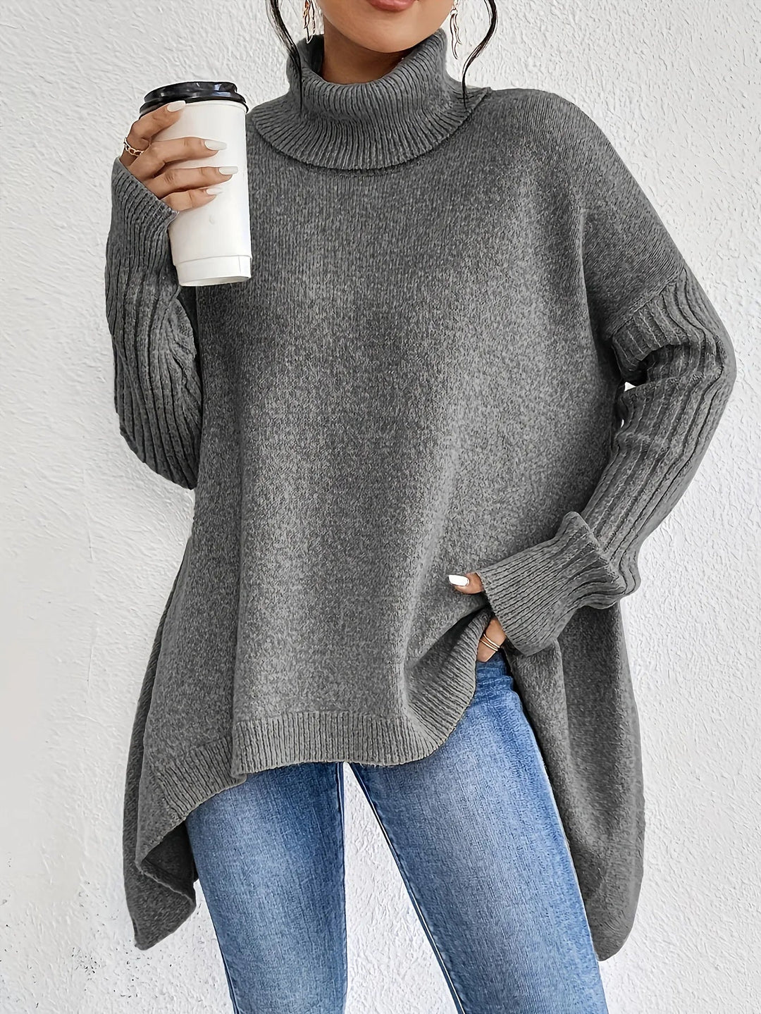 Womens Oversized Roll Neck Jumper