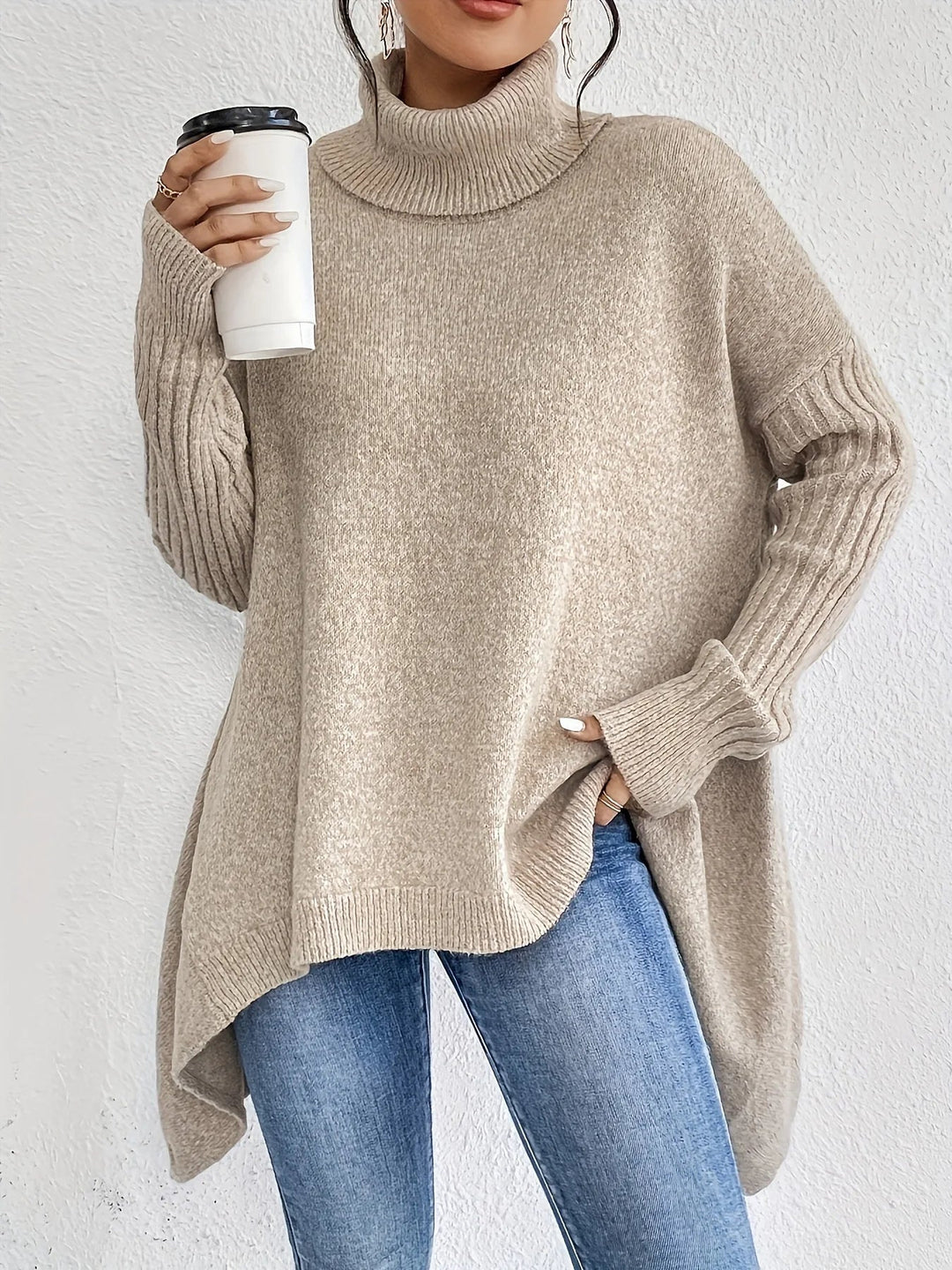Womens Oversized Roll Neck Jumper