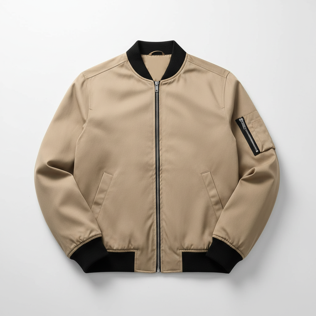 Men's Zip Up Bomber Jacket with Utility Pocket