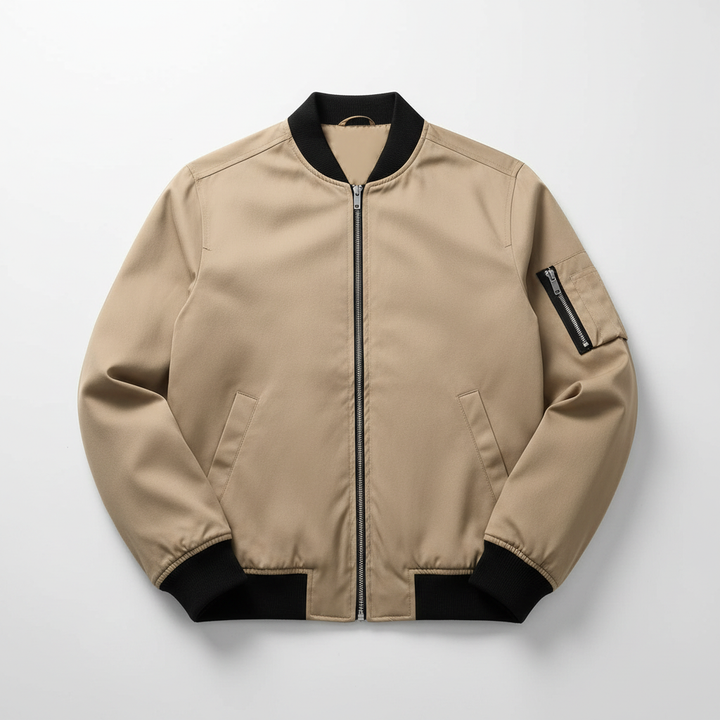 Men's Zip Up Bomber Jacket with Utility Pocket