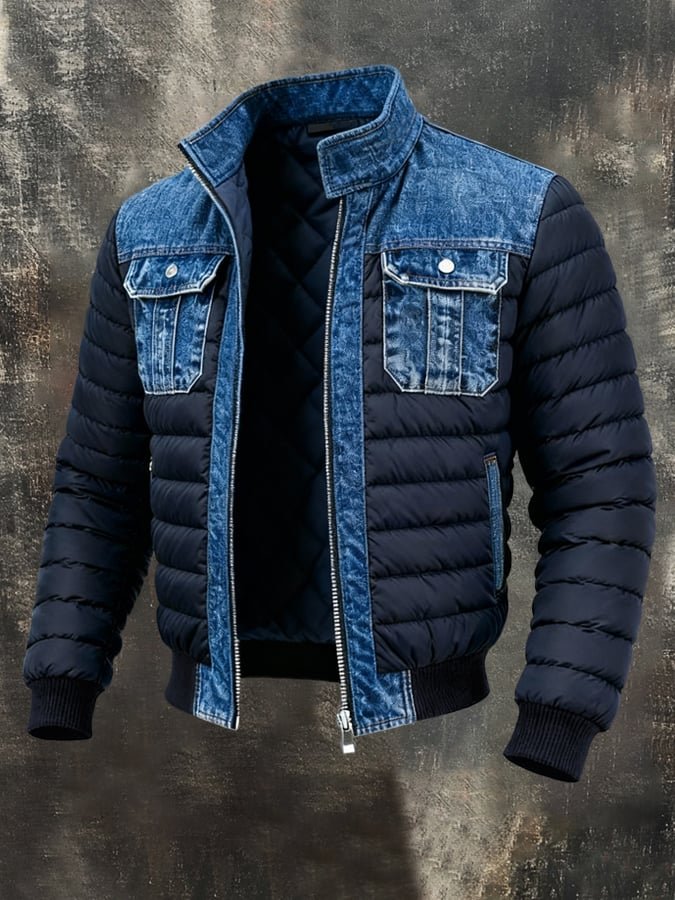 Men's Denim Puffer Jacket