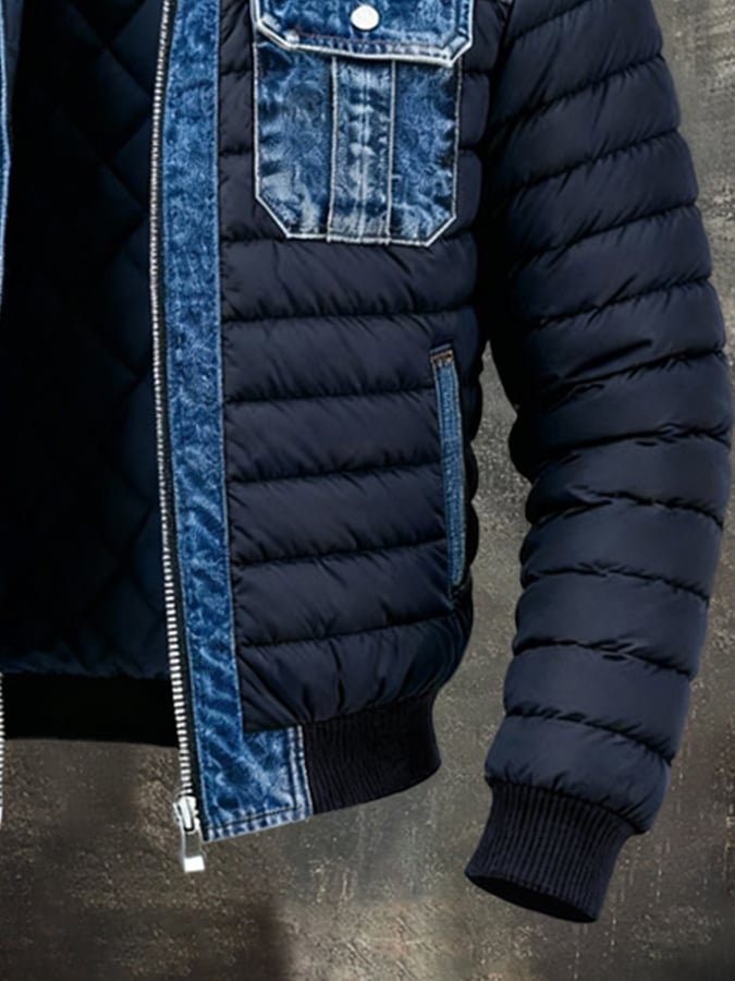 Men's Denim Puffer Jacket