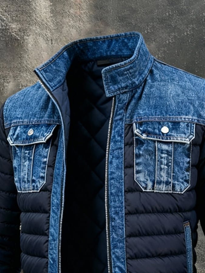 Men's Denim Puffer Jacket