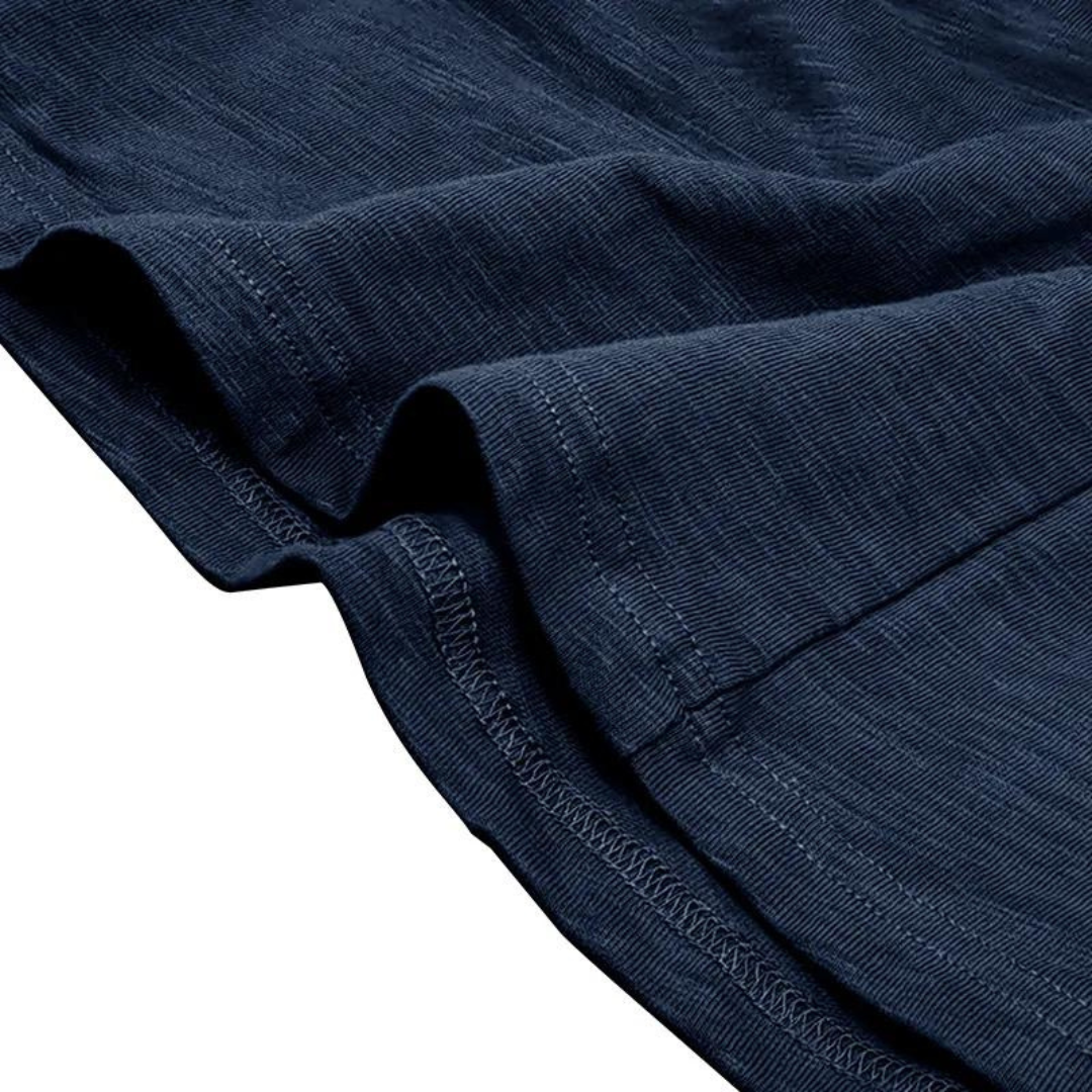 Men's Long Sleeve Henley with Extended Button Placket