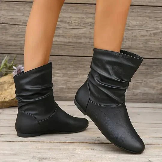 Bottines souples pour femme en cuir à semelle plate