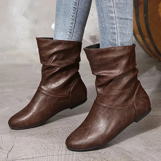 Bottines souples pour femme en cuir à semelle plate