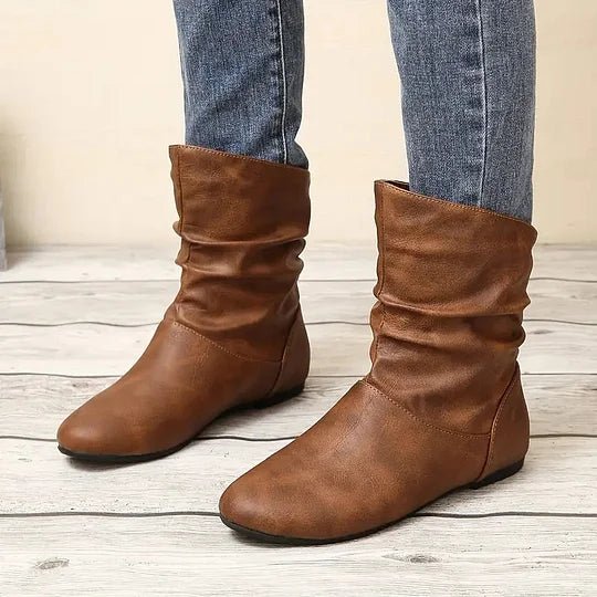 Bottines souples pour femme en cuir à semelle plate