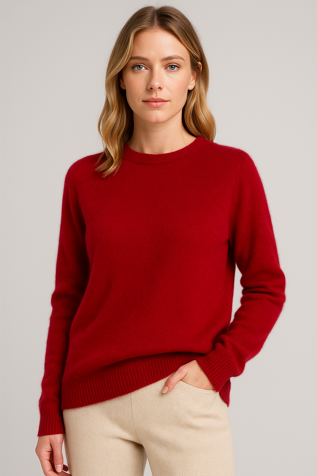 Pull en cachemire pour femme à col rond et coupe confortable
