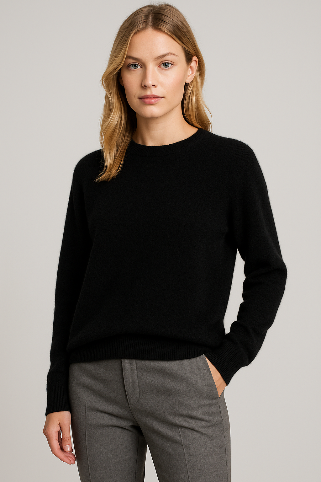 Pull en cachemire pour femme à col rond et coupe confortable