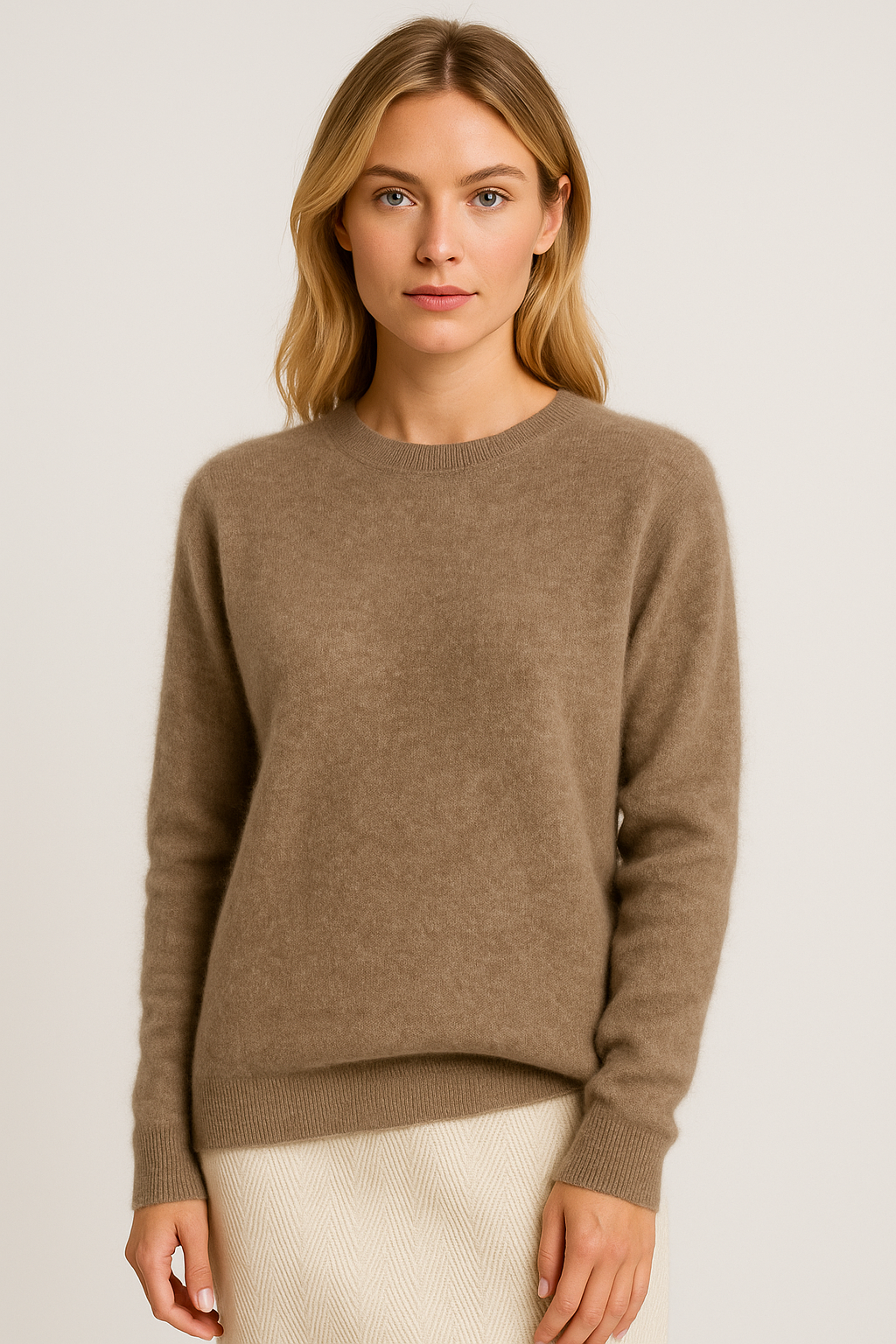Pull en cachemire pour femme à col rond et coupe confortable