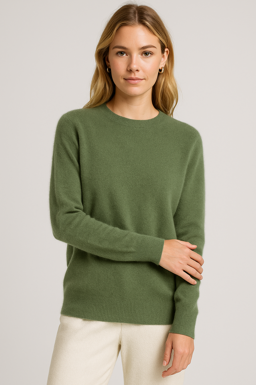 Pull en cachemire pour femme à col rond et coupe confortable