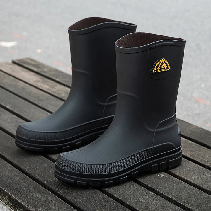 Bottes de pluie pour homme en caoutchouc, à enfiler, montant jusqu’au genou et imperméables