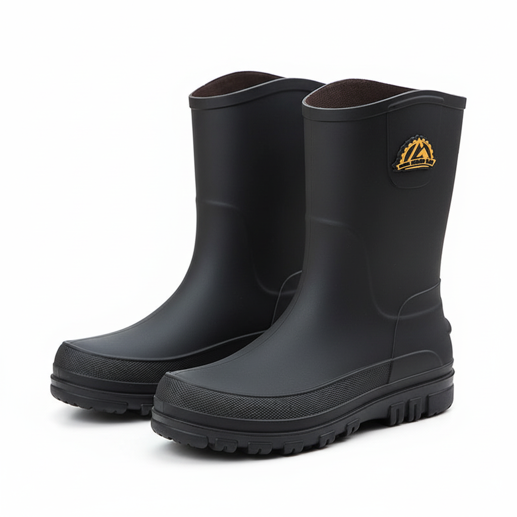 Bottes de pluie pour homme en caoutchouc, à enfiler, montant jusqu’au genou et imperméables