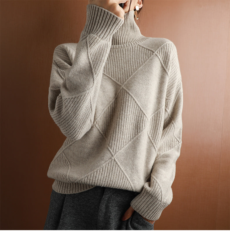 Women's Textured Roll Neck Knit Jumper