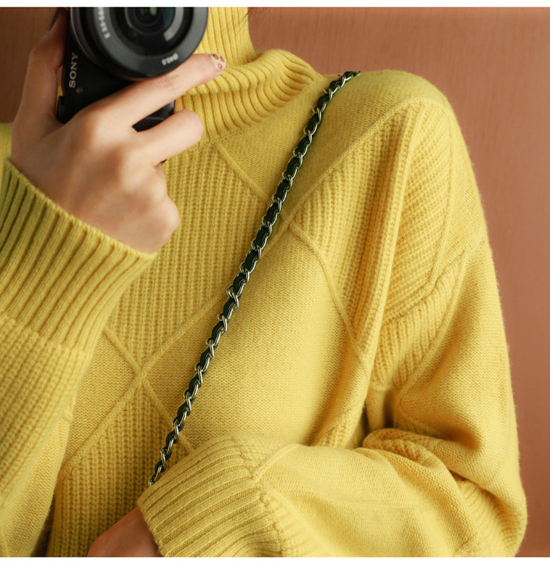 Women's Textured Roll Neck Knit Jumper