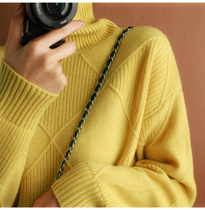 Women's Textured Roll Neck Knit Jumper