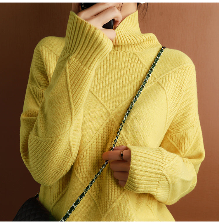 Women's Textured Roll Neck Knit Jumper