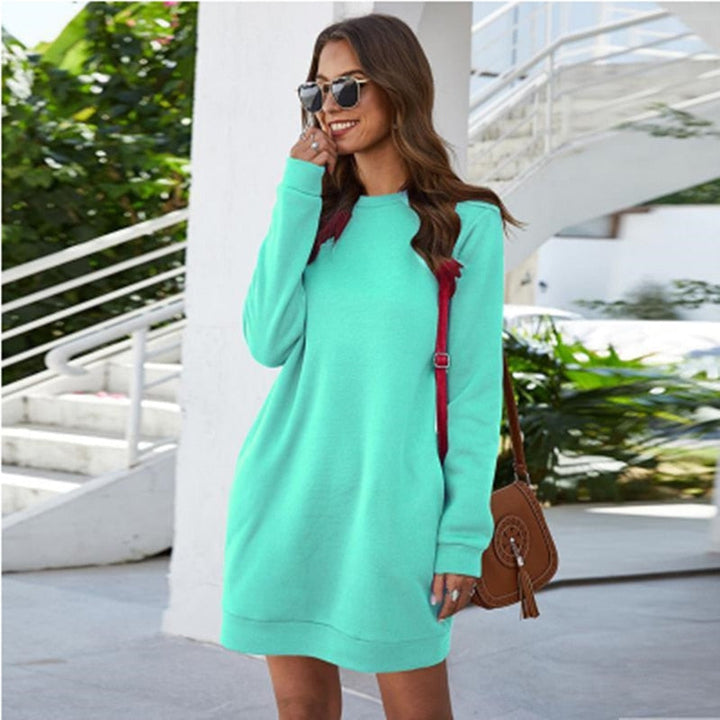 Women's Pullover Sweatshirt Dress with Pockets