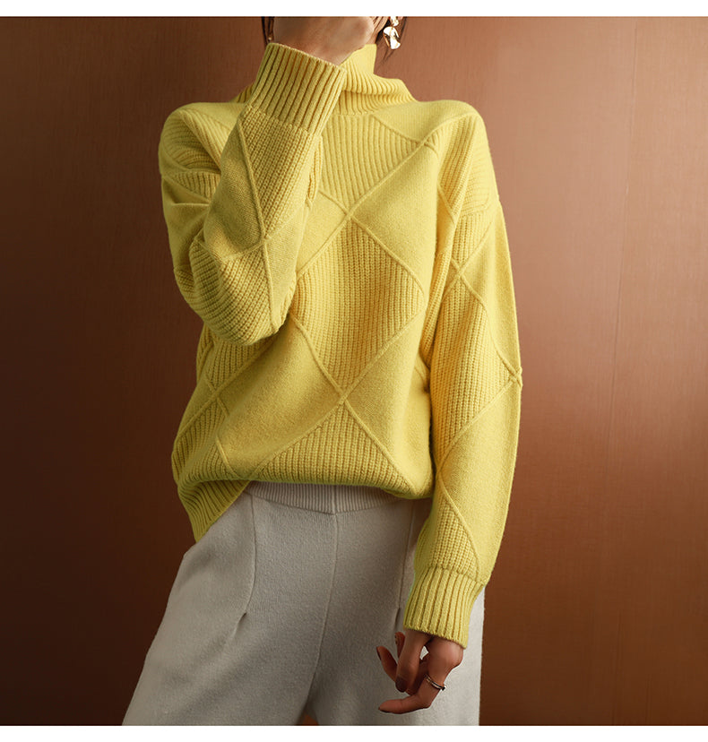 Women's Textured Roll Neck Knit Jumper