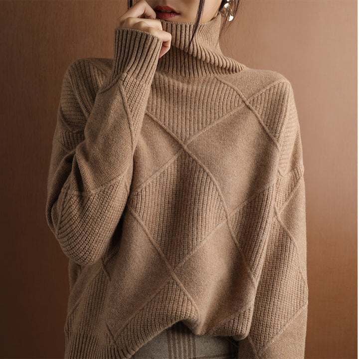 Women's Textured Roll Neck Knit Jumper
