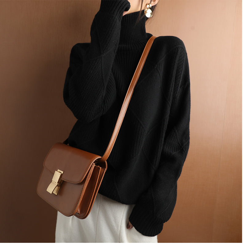 Women's Textured Roll Neck Knit Jumper